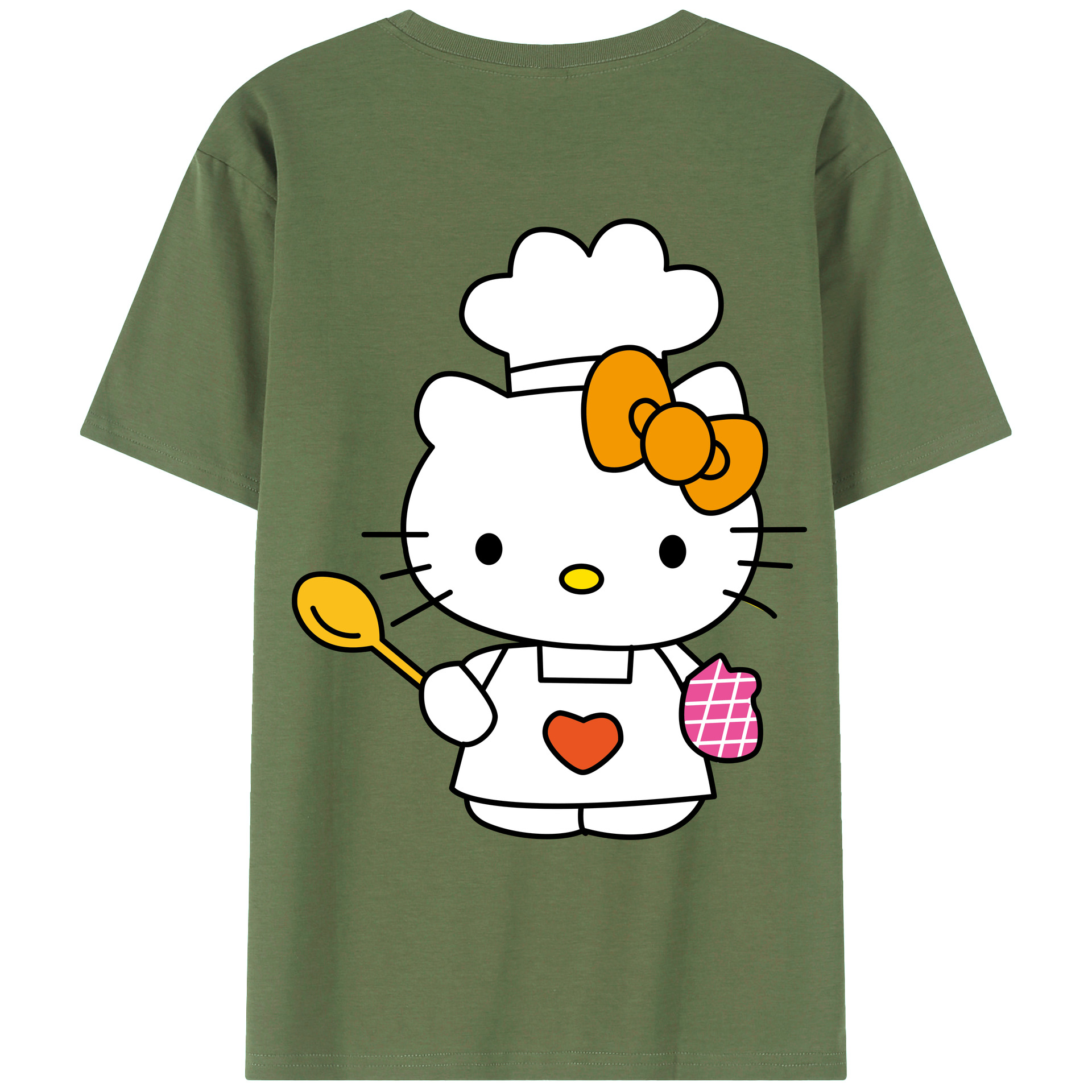 （画像用） Hello Kitty ハローキティ 綿100％ メンズ半袖Tシャツ（バックプリント） 通気性